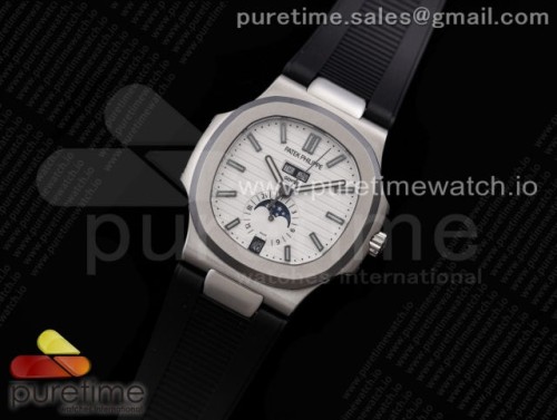 GR공장 V2 파텍필립 노틸러스 애뉴얼캘린더 화이트다이얼 러버 _ Nautilus 5726 Complicated SS GRF 11 Best Edition White Textured Dial on Black Rubber Strap A324