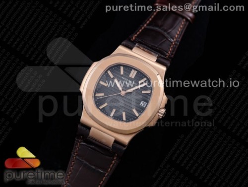 GR공장 파텍필립 노틸러스 5711 그레이다이얼 가죽 로즈골드 _ Nautilus 5711 RG GRF 11 Best Edition Gray Textured Dial on Brown Leather Strap 324CS