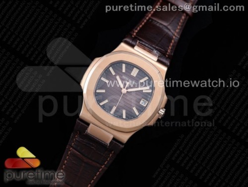 GR공장 파텍필립 노틸러스 5711 브라운다이얼 가죽 로즈골드 _ Nautilus 5711 RG GRF 11 Best Edition Brown Textured Dial on Brown Leather Strap 324CS