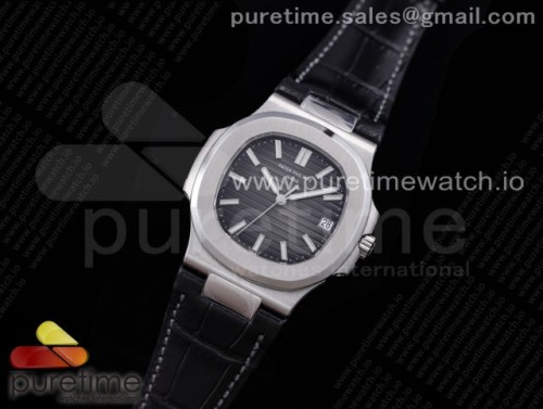 GR공장 파텍필립 노틸러스 5711 블랙다이얼 블랙가죽 _ Nautilus 5711 SS GRF 11 Best Edition Black Textured Dial on Black Leather Strap 324CS