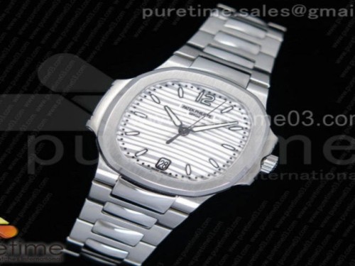 PF공장 파텍필립 노틸러스 점보 7118 레이디스 화이트 텍스처드 브레이슬릿 Nautilus Jumbo Ladies 7118 PF 1_1 Best Edition White Textured Dial on SS Bracelet A324 Clone