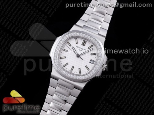 PP공장 V3 파텍필립 노틸러스 화이트다이얼 다이아베젤 브슬 _ Nautilus 57111A PPF 11 Best Edition White Dial Diamonds Bezel on SS Bracelet 324CS (Free box) V3