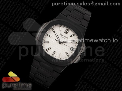 PP공장 V4 파텍필립 노틸러스 DLC PVD 화이트다이얼 _ Nautilus 5711 PVD All Black PPF 11 Best Edition White Textured Dial on PVD Bracelet 324CS V4