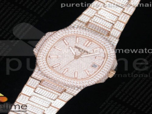 TW공장 노틸러스 로즈골드 풀다이아 _ Nautilus Jumbo 5711 RG TWF Full Paved Diamonds Dial Case and Bracelet A324