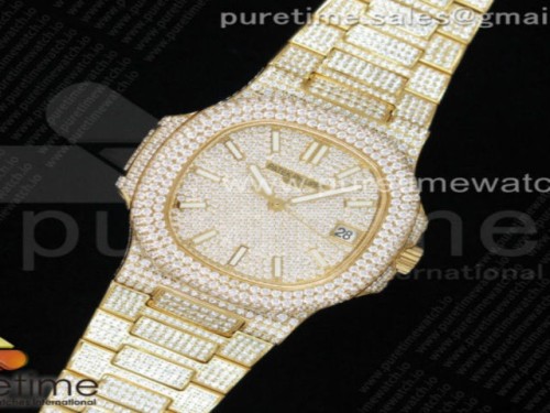 TW공장 노틸러스 옐로우골드 풀다이아 _ Nautilus Jumbo 5711 YG TWF Full Paved Diamonds Dial Case and Bracelet A324