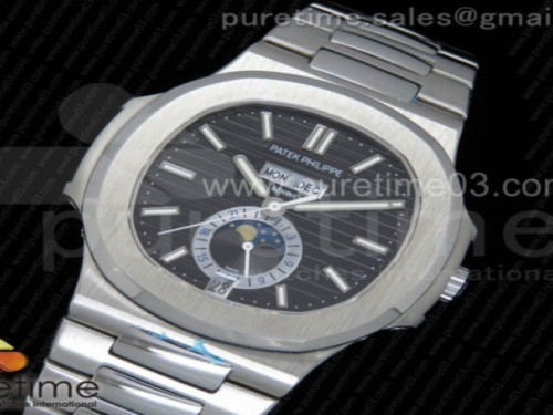 파텍필립 노틸러스 컴플리 블랙 텍스처드 다이얼 브레이슬릿 Nautilus 5726 Complicated SS Black Textured Dial on SS Bracelet A324