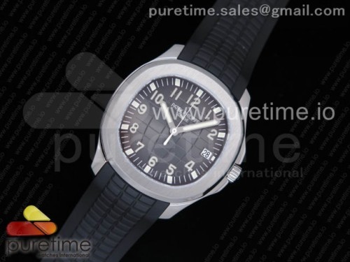 KM공장 파텍필립 아쿠아넛 그레이 다이얼 블루 러버 스트랩 Aquanaut 5167 SS KMF 1_1 Best Edition Gray Dial on Black Rubber Strap A324 Clone