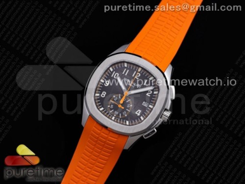 OM공장 파텍필립 아쿠아넛 크로노 그레이다이얼 오렌지러버 _ Aquanaut 5968 SS OMF Best Edition Gray Dial on Orange Rubber Strap A520