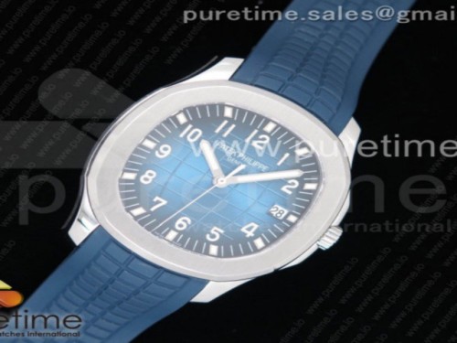 PF공장 파텍필립 아쿠아넛 V2 블루 텍스처드 다이얼 Aquanaut 5168 SS PF 1_1 Best Edition Blue Textured Dial on Blue Rubber Strap A324 Clone V2