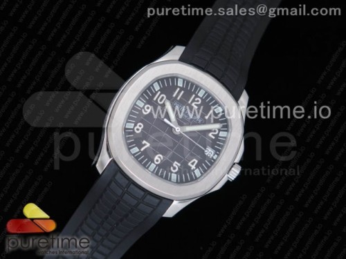 PF공장 파텍필립 아쿠아넛 그레이 텍스처드 다이얼 Aquanaut 5167 SS PF 1_1 Best Edition Gray Textured Dial on Black Rubber Strap A324 Clone