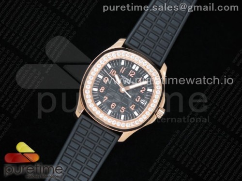 PP공장 파텍필립 5068 아쿠아넛 로즈골드 화블랙다이얼 러버 다이아베젤 _Aquanaut 5068 RG PPF 11 Best Edition Black Textured Dial on Black Rubber Strap 324CS