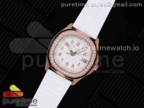 PP공장 파텍필립 5068 아쿠아넛 로즈골드 화이트다이얼 러버 다이아베젤 _ Aquanaut 5068 RG PPF 11 Best Edition White Textured Dial on White Rubber Strap 324CS