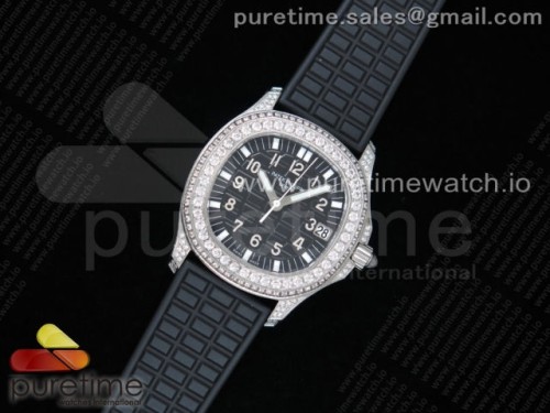 PP공장 파텍필립 5068 아쿠아넛 블랙다이얼 러버 다이아베젤 _Aquanaut 5068 SS PPF 11 Best Edition Black Textured Dial on Black Rubber Strap 324CS