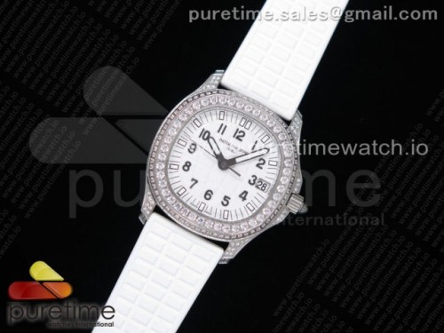 PP공장 파텍필립 5068 아쿠아넛 화이트다이얼 러버 다이아베젤 _Aquanaut 5068 SS PPF 11 Best Edition White Textured Dial on White Rubber Strap 324CS