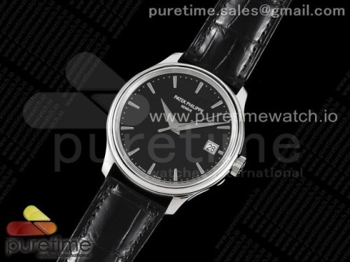 3K공장 V2 파텍필립 칼라트라바 5227 블랙 가죽 스트랩 _ Calatrava 5227 SS 3KF 11 Best Edition Black Dial on Black Leather Strap A324 Super Clone V2