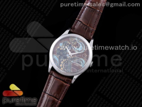 FL공장 파텍필립 칼라트라바 브라운블루 에나멜다이얼 가죽 스타일2 _ Calatrava SS FLF Best Edition Brown Dial Style 1 on Brown Leather Strap A240 (Micro Rotor)-1