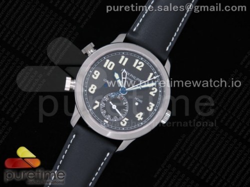 GR공장 V2 칼라트라바 블랙다이얼 가죽 _ Calatrava 5524G Pilot Travel Time GRF Blue Dial on Black Leather Strap MIYOTA 9015