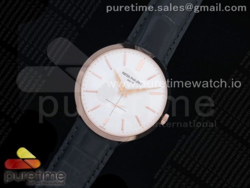 TW공장 파텍필립 칼라트라바 로즈골드 화이트다이얼 가죽 _ Calatrava 5196 RG TWF White Dial on Black Leather Strap MIYOTA 9015