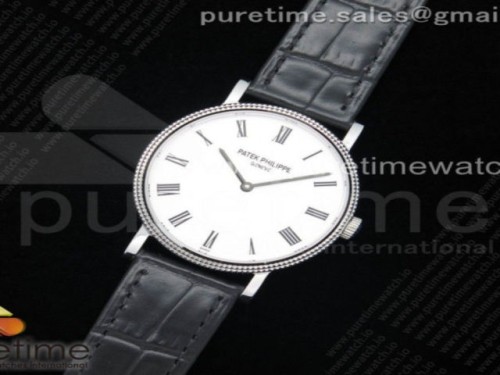 TW공장 파텍필립 칼라트라바 화이트다이얼 가죽 _ Calatrava 5120 SS TWF Best Edition White Dial on Black Leather Strap A240 (Free Bracelet)