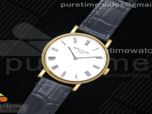 TW공장 파텍필립 칼라트라바 화이트다이얼 옐로우골드가죽 _ Calatrava 5120 YG TWF Best Edition White Dial on Black Leather Strap A240 (Free Bracelet)