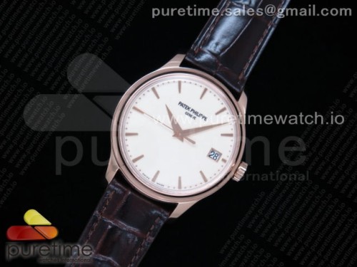 ZF공장 파텍필립 칼라트라바 로즈골드 아이보리다이얼 가죽 _ Calatrava 5227R RG ZF 11 Best Edition White Dial on Brown Leather Strap A324CS