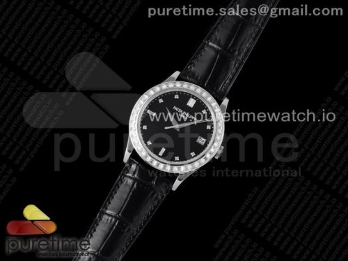 ZF공장 파텍필립 칼라트라바 블랙다이얼 가죽 _ Calatrava 5298P-012 SS T Diamonds Bezel ZF 11 Best Edition Black Dial on Black Leather Strap A324CS