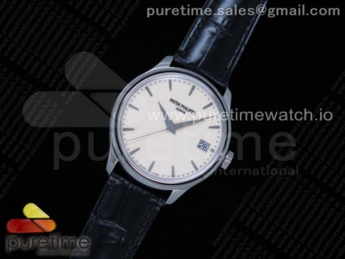 ZF공장 파텍필립 칼라트라바 아이보리다이얼 블랙가죽 _ Calatrava 5227 SS ZF 11 Best Edition White Dial on Black Leather Strap 324CS