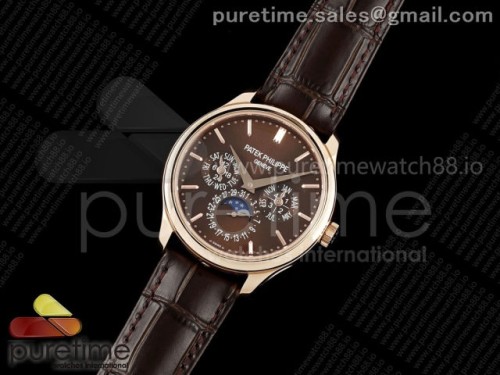 3K공장 파텍필립 퍼페추얼 캘린더 5140 로즈골드 초코다이얼 바인덱스Perpetual Calendar 5140 RG 3KF Best Edition Brown Dial on Brown Leather Strap A240
