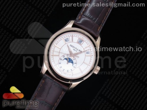 GR공장 파텍필립 애뉴얼 캘린더 로즈골드 실버다이얼 가죽 _ Complications 5205R RG GRF Best Edition White Dial on Brown Leather Strap A324