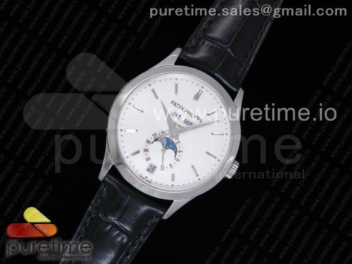 KM공장 컴플리케이션즈 5396 화이트 다이얼 마커 Complications 5396G KMF White Dial SS Markers on Black Leather Strap A324