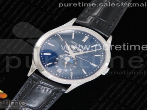 KM공장 파텍필립 컴플리케이션즈 5396G 블루 다이얼 크리스탈 마커 Complications 5396G KMF Blue Dial Crystal Markers on Black Leather Strap A324