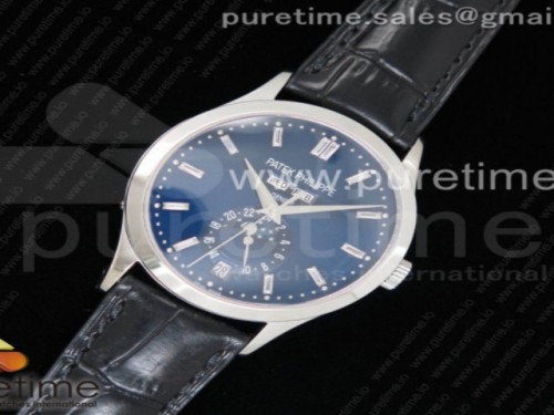 KM공장 파텍필립 컴플리케이션즈 5396G 블루다이얼 마커 Complications 5396G KMF Blue Dial SS Markers on Black Leather Strap A324