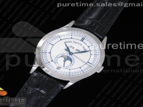 KM공장 파텍필립 컴플리케이션즈 5396G 빈티지화이트 다이얼 Complications 5396G KMF Vintage White Dial on Black Leather Strap A324