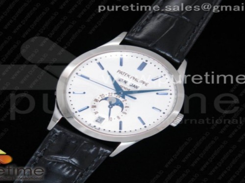 KM공장 파텍필립 컴플리케이션즈 5396G 화이트 다이얼 블루 마커Complications 5396G KMF White Dial Blue Markers on Black Leather Strap A324