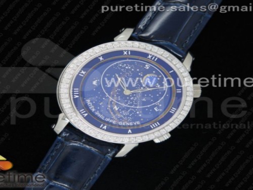 TW공장 파텍필립 그랜드 컴플리케이션즈 블루다이얼 다이아베젤_ 가죽 Grand Complications 6104P Moon SS TWF Blue Dial Diamond Bezel on Blue Leather Strap A240