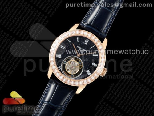 RMS공장 파텍필립 투어빌론PP Tourbillon RG Diamonds Bezel RMSF Edition Black Starry Dial on Blue Leather Strap