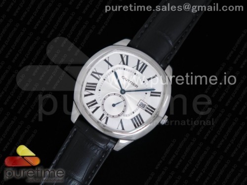 GS공장 까르띠에 드라이브드 Drive de Cartier SS GSF 1_1 Best Edition White Textured Dial on Black Leather Strap A23J