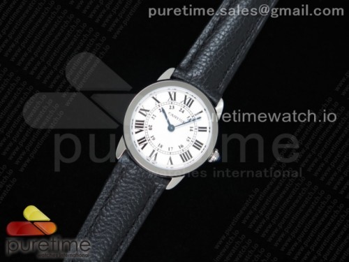 GP공장 까르띠에 롱드솔로 29MM 스틸 화이트다이얼 가죽 _ Ronde Solo De Cartier 29mm SS GPF Maker White Dial on Black Leather Strap Ronda Quartz