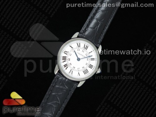 GP공장 까르띠에 롱드솔로 29MM 스틸 화이트다이얼 악어가죽 _ Ronde Solo De Cartier 29mm SS GPF Maker White Dial on Black Croco Strap Ronda Quartz