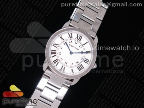 GP공장 까르띠에 롱드솔로 36MM 스틸 화이트다이얼 브레이슬릿 _ Ronde Solo De Cartier 36mm SS GPF Maker White Dial on SS Bracelet Ronda Quartz