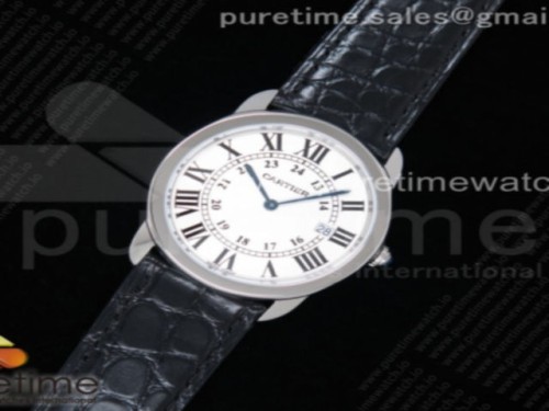GP공장 까르띠에 롱드솔로 36MM 스틸 화이트다이얼 악어가죽 _ Ronde Solo De Cartier 36mm SS GPF Maker White Dial on Black Croco Strap Ronda Quartz