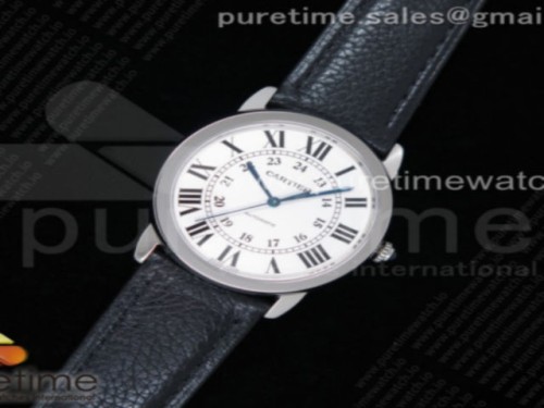 TW공장 까르띠에 롱드솔로 36MM 스틸 화이트다이얼 가죽 _ Ronde Solo De Cartier 36mm SS TWF Best Edition White Dial on Black Leather Strap ETA2671