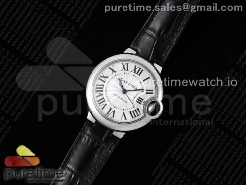 3K공장 발롱블루 33MM 화이트 가죽 오토 _ Ballon Bleu 33mm SS 3KF 11 Best Edition White Dial on Black Leather Strap A076