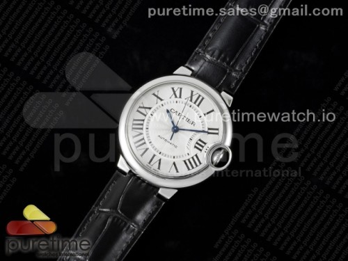 3K공장 발롱블루 36MM 화이트 가죽 오토 _ Ballon Bleu 36mm SS 3KF 11 Best Edition White Dial on Black Leather Strap A076