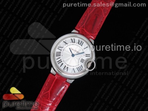 AF공장 까르띠에 발롱블루 33MM _ 가죽 Ballon Bleu 33mm SS AF 1_1 Best Edition White Textured Dial on Pueple Crocodile Strap Jap Quartz