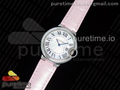AF공장 까르띠에 발롱블루 33MM _ 가죽 Ballon Bleu 33mm SS AF 1_1 Best Edition White Textured Dial on White Crocodile Strap Jap Quartz