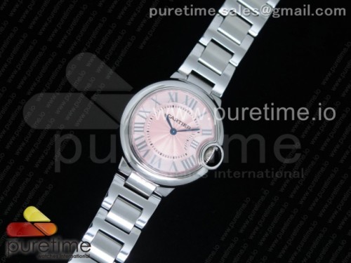 AF공장 까르띠에 발롱블루 33MM _ 스틸 Ballon Bleu 33mm SS AF 1_1 Best Edition Pink Textured Dial on Pink Crocodile Strap Jap Quartz
