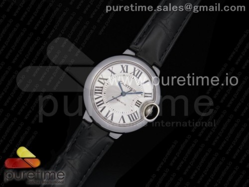 AF공장 까르띠에 발롱블루 33MM 화이트 텍스트다이얼 _ 가죽 Ballon Bleu 33mm SS AF 1_1 Best Edition White Textured Dial on Black Leather Strap SEIKO NH05A