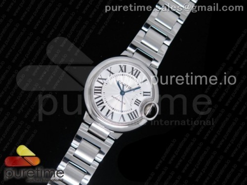 AF공장 까르띠에 발롱블루 33MM 화이트 텍스트다이얼 _ 브슬 Ballon Bleu 33mm SS AF 1_1 Best Edition White Textured Dial on SS Bracelet SEIKO NH05A