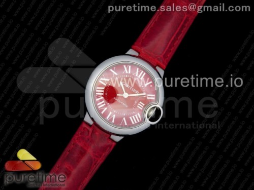 AF공장 까르띠에 발롱블루33MM 레드 텍스트다이얼 _ 가죽 Ballon Bleu 33mm SS AF 1_1 Best Edition Red Dial on Red Leather Strap Cal.076